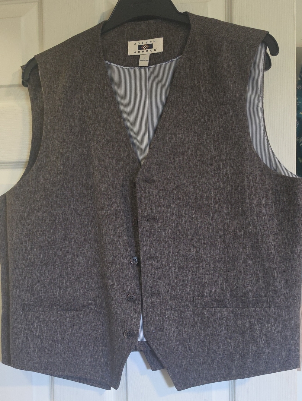 Joseph Abboud Charcoal Gray Wool-Blend Vest Large